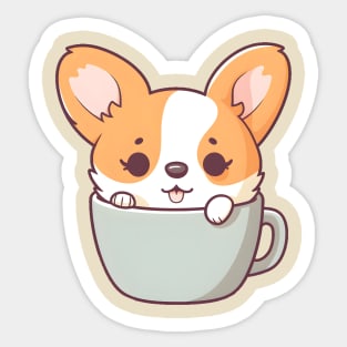 Corgi Puppuccino Sticker